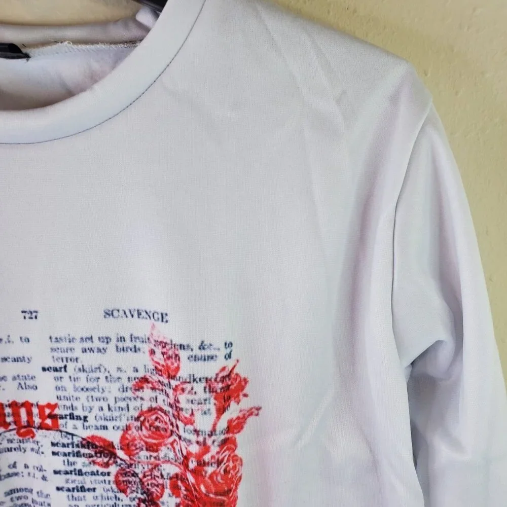 Womens White "Always Tired" Skull Screenprint Sweatshirt M Nwot - Picture 4 of 9